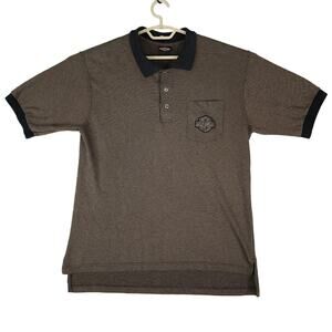 Harley Davidson Polo Shirt Mens Large Brown Short Sleeve Biker Cotton Blend
